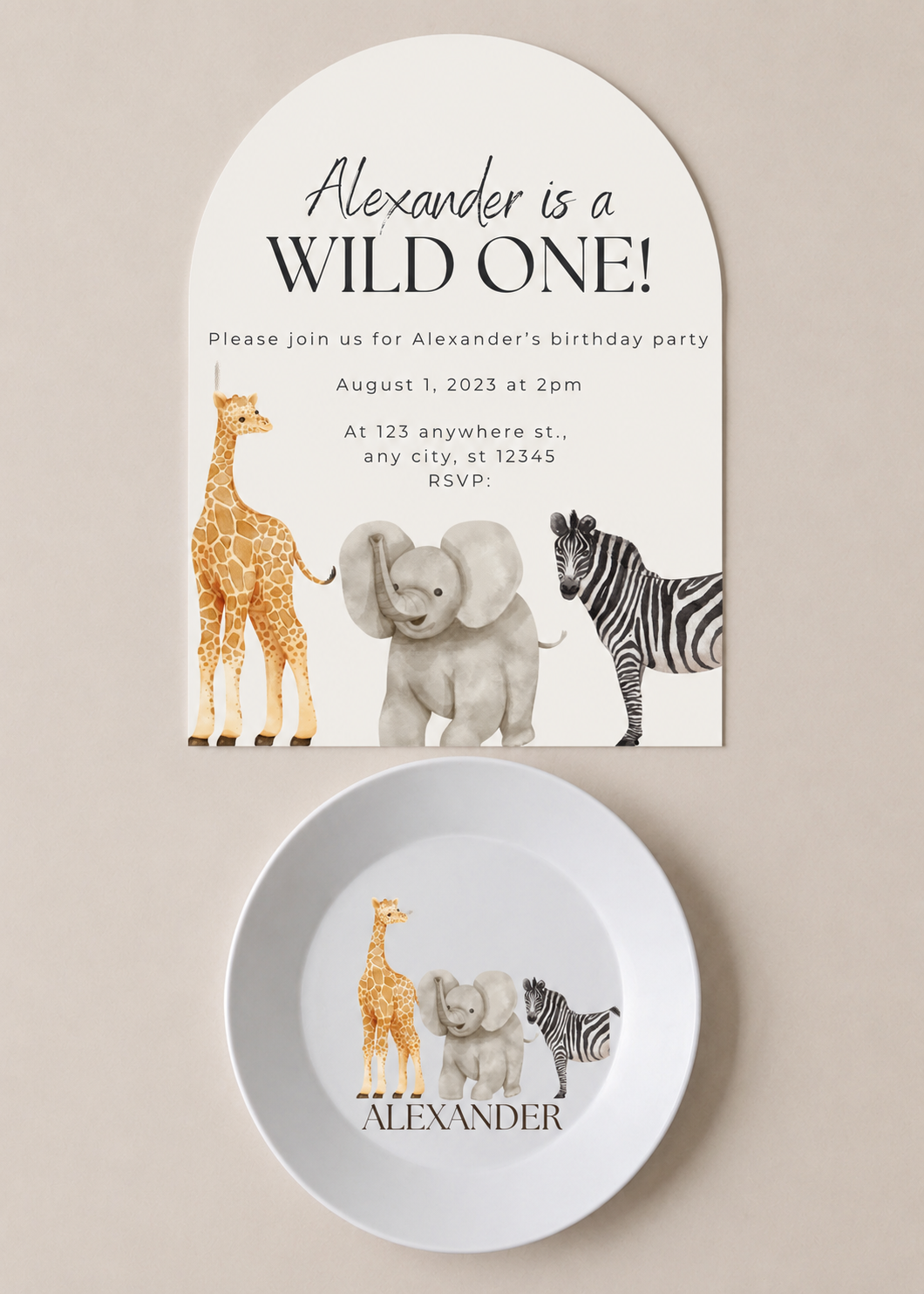 Bundle & Save! FREE DIGITAL INVITATION with 5 Custom Kids Event Plates