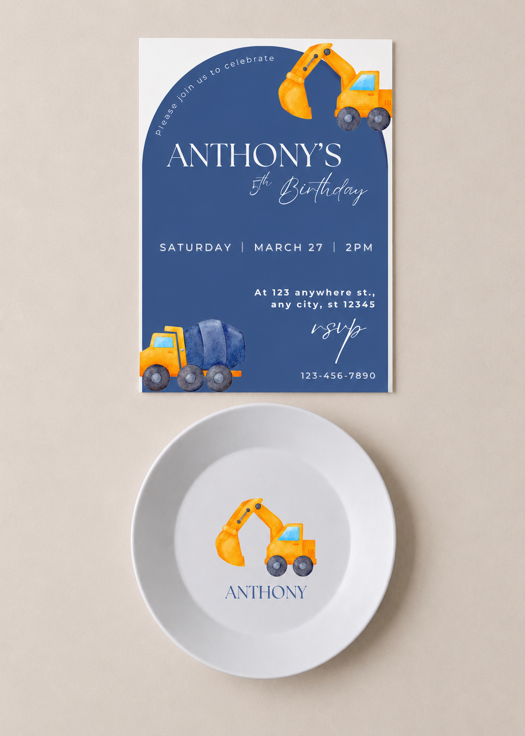 Bundle & Save! FREE DIGITAL INVITATION with 5 Custom Kids Event Plates