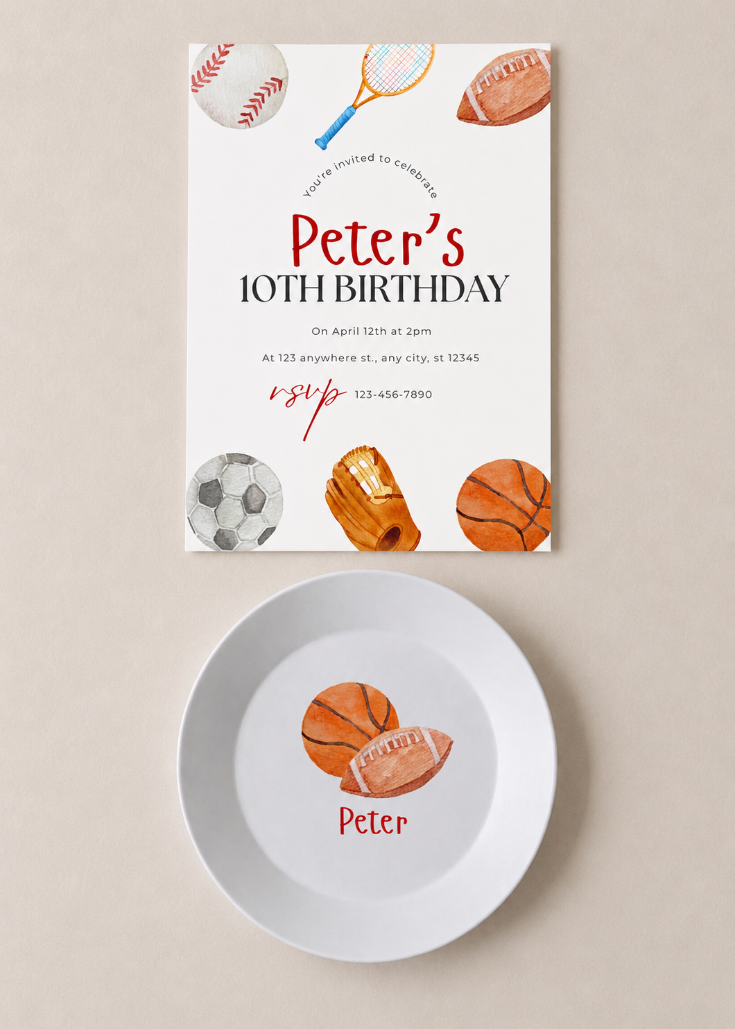 Bundle & Save! FREE DIGITAL INVITATION with 5 Custom Kids Event Plates