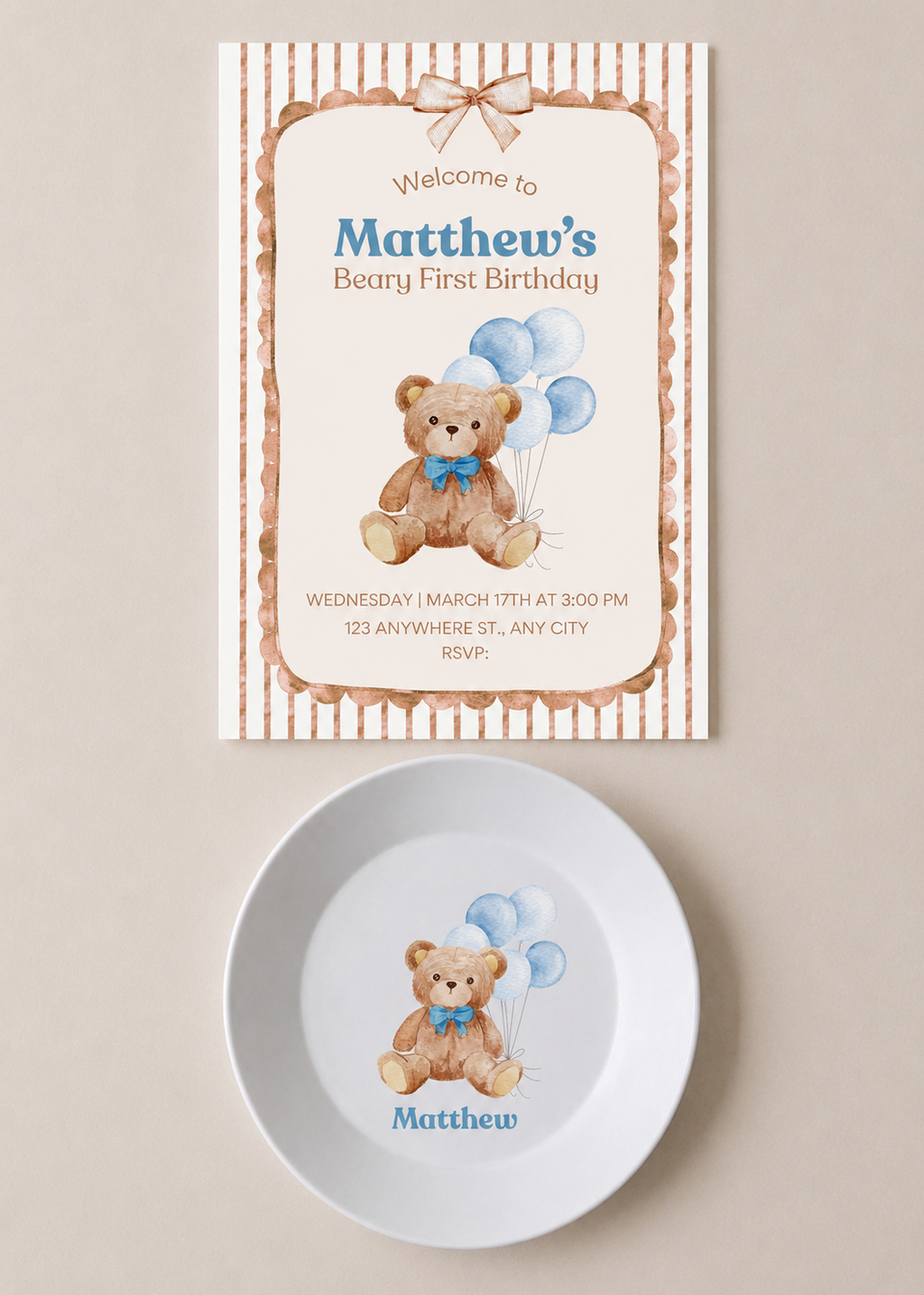 Bundle & Save! FREE DIGITAL INVITATION with 5 Custom Kids Event Plates