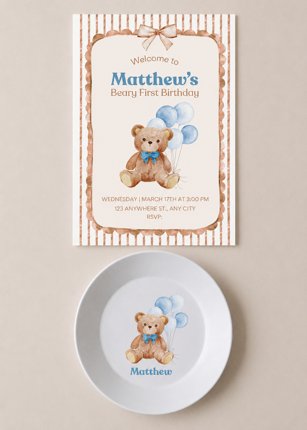 Bundle & Save! FREE DIGITAL INVITATION with 5 Custom Kids Event Plates